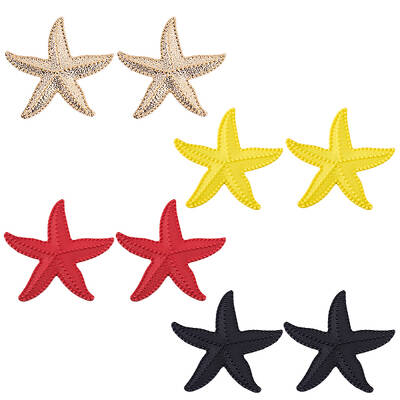 4 Pair 4 Colors Alloy Starfish Dangle Stud Earrings with 304 Stainless Steel Pins
