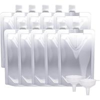 Plastic Flasks -  Drink Bags, Leak-Proof,  for Travel, Outdoor , Concerts, Events (8OZ - 10 count + 2 Funnels)