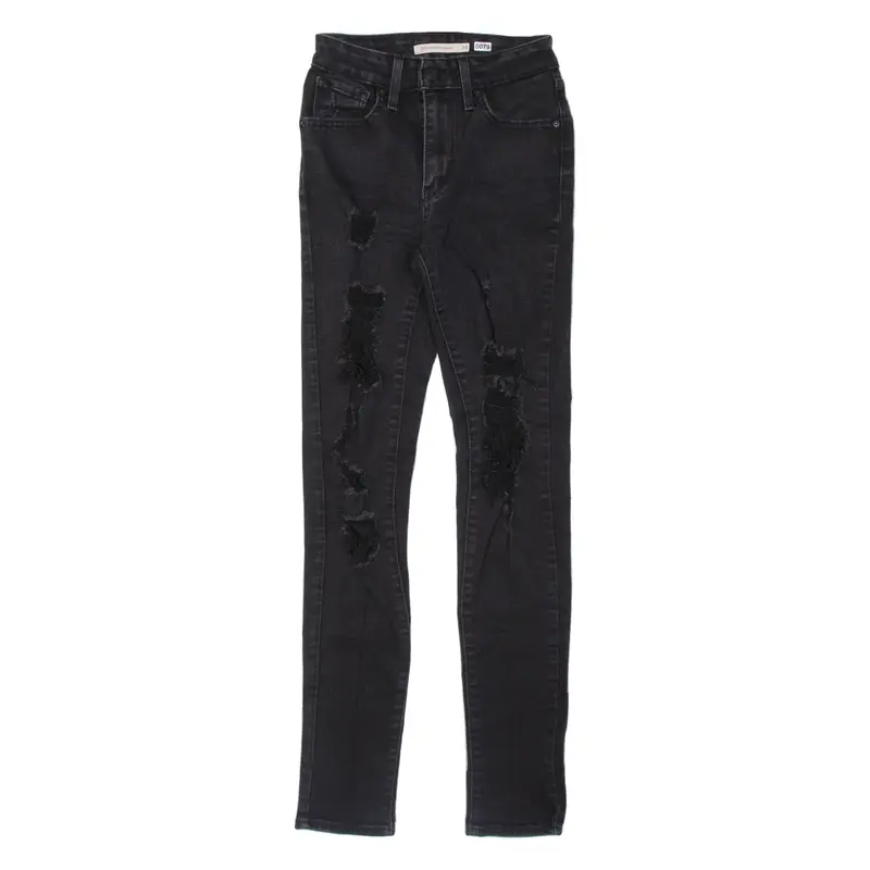 LEVI'S Distressed Womens Jeans Black Regular Skinny W24 L28