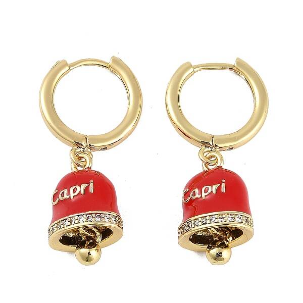 Bell Brass & Enamel Hoop Earrings for Women