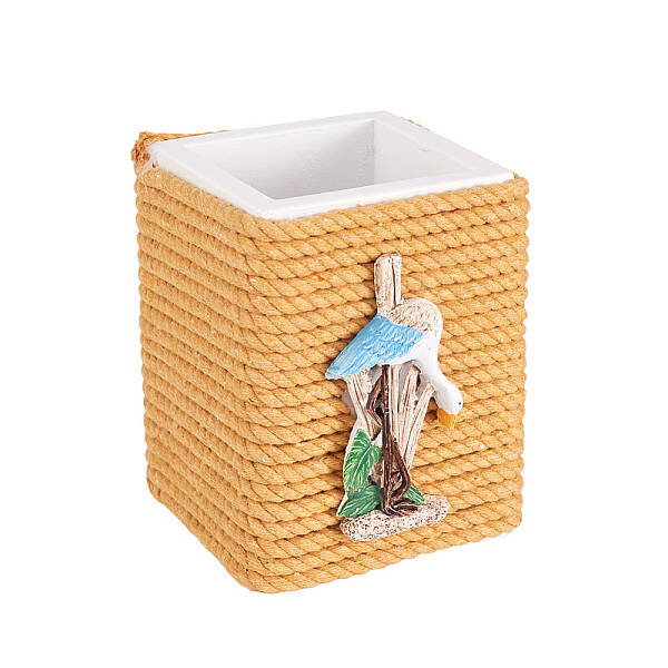 Desk Wood Cotton Rope Pen Holder Stand