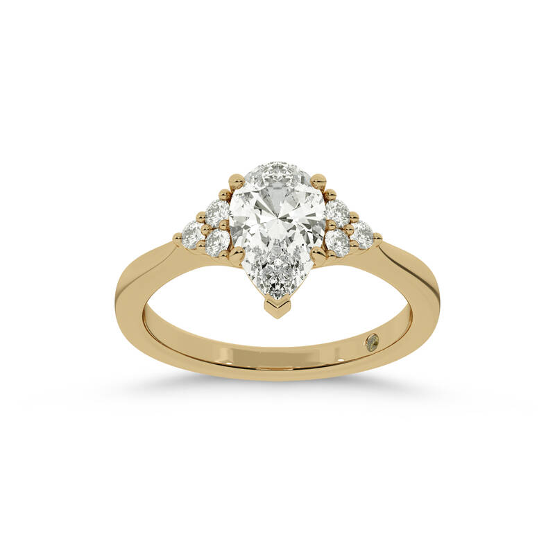 Eldra Illusion Trilliant Pear Shape Lab Grown Diamond Engagement Ring | 18K Yellow Gold 4 1/3 CT. TW.
