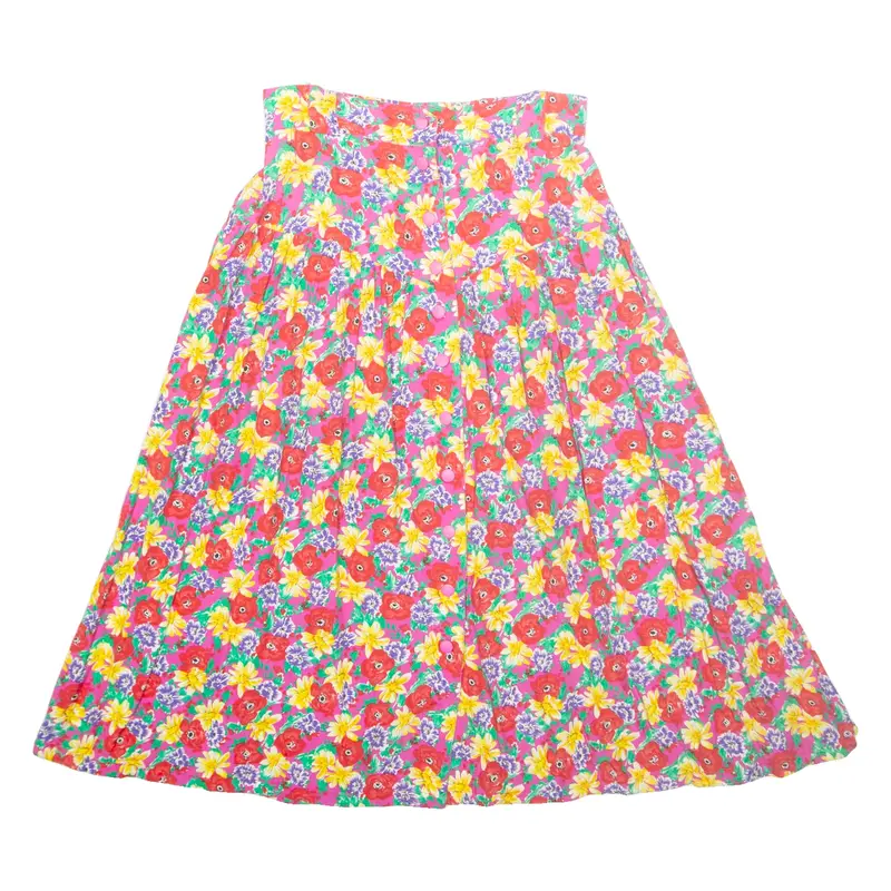 Womens A-Line Skirt Pink Midi Floral M