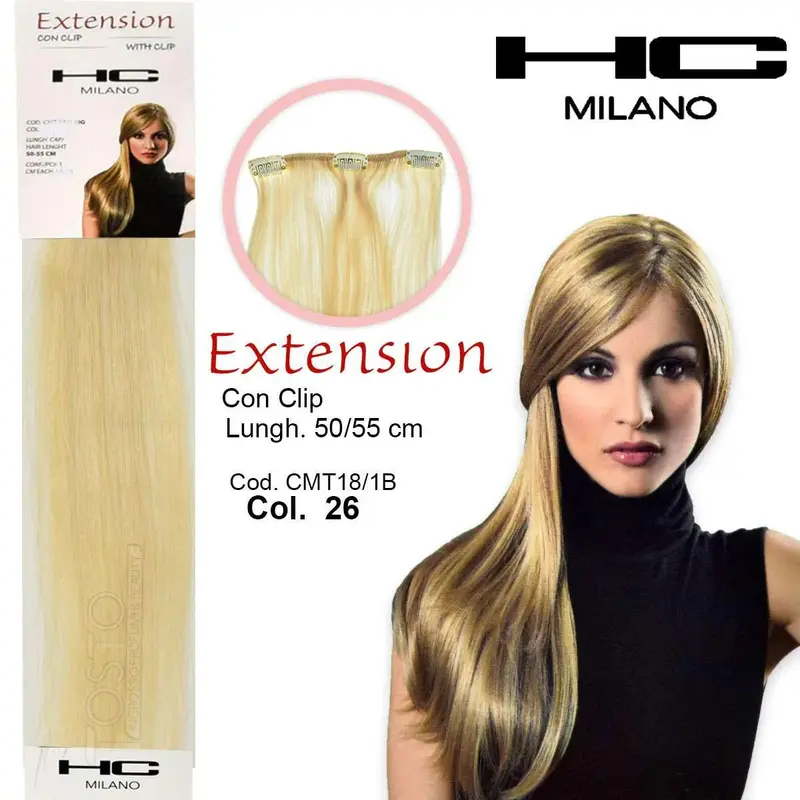 Hc milano extension 3 clips no remy width 14-16cm length 50cm col.26