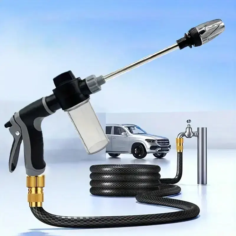 Portable High-pressure Car Washing Water Sprayer, Multi-function Garden Hose Nozzle, Adjustable Thickening Rod Spray, Garden ...