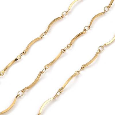 Ion Plating(IP) Handmade 304 Stainless Steel Curved Bar Link Chains
