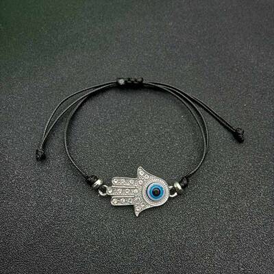 Alloy Rhinestone Hamsa Hand Bracelets
