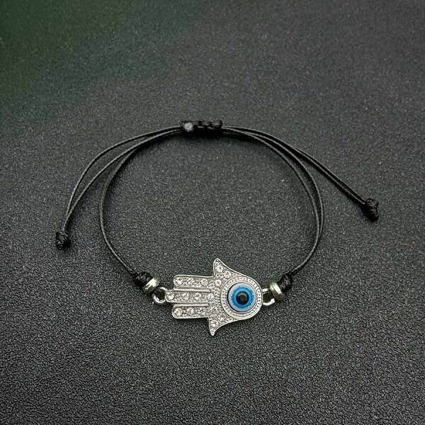 Alloy Rhinestone Hamsa Hand Bracelets