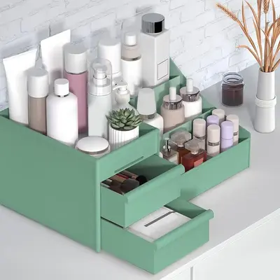 Multi-grid Makeup Organizer for Vanities Desk, 1 Count Dressers Makeup Storage Drawer for Bedroom, Cosmetics Makeup Storage B...