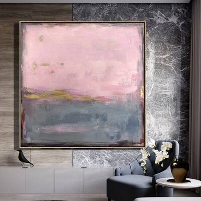Oversize Abstract Paintings On Canvas Oil Pink Wall Art Original Acrylic Fine Art Modern Wall Art | CAMEO PINK NOISE
