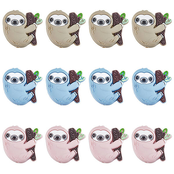 12Pcs 3 Colors Food Grade Eco-Friendly Silicone Beads