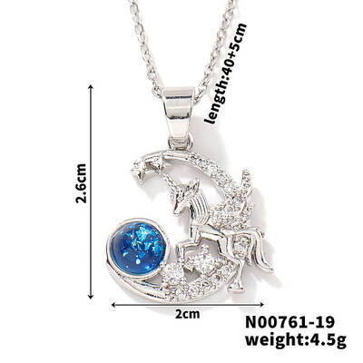 Starry Sky Theme Brass Pave Clear Cubic Zirconia Pendant Necklace for Women