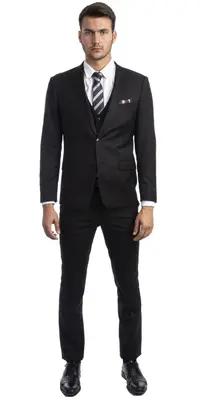 Sean Alexander Men's 3 Piece Skinny Fit Suit  Notch Lapel with Tailored Fit