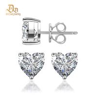 Delzzad Heart Shape Earrings VVS Synthetic Moissanite S925 Stud Earrings Jewelry Perfect Birthday Mother’s Day Gift for Men...