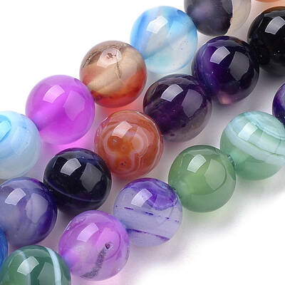 Natural Striped Agate/Banded Agate Beads Strands
