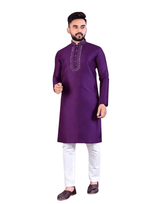 Ethnic And Traditional Cotton And Chanderi Silk Kurta Set For Men