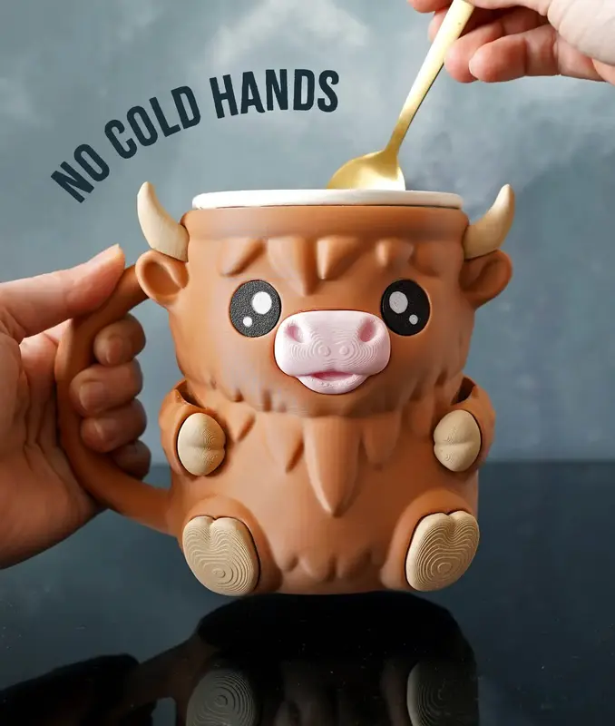 🐮 Ferdinand, the Highland Cow Ice Cream Pint Holder – 3D Printed Cutie with Spoon Slots & Secret Snack Drawer! 🍨 Drin...