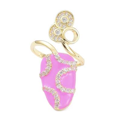Brass Micro Pave Cubic Zirconia Fingernail Rings