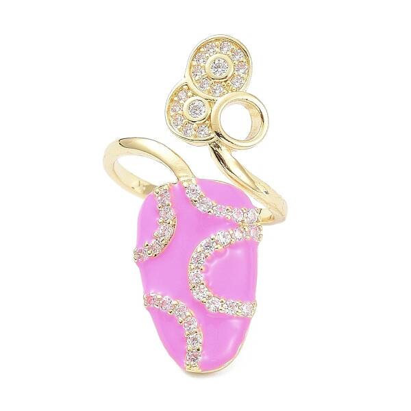 Brass Micro Pave Cubic Zirconia Fingernail Rings