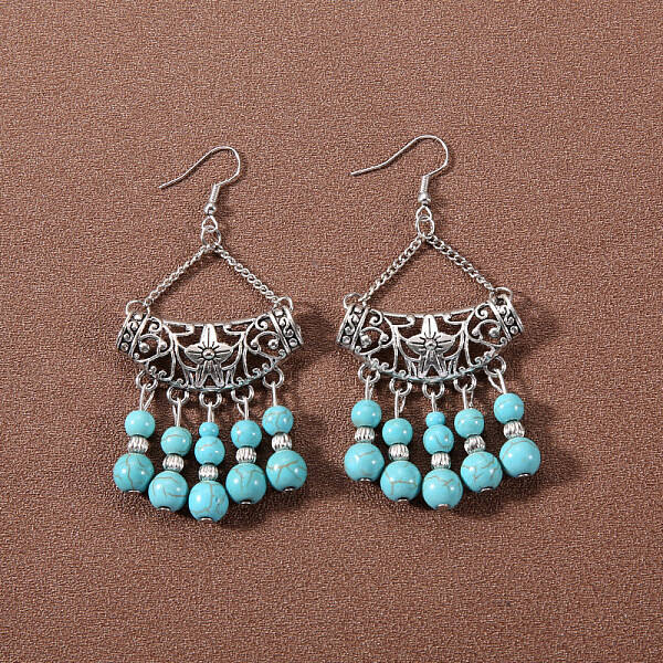Bohemian tassel turquoise earrings
