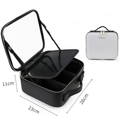 Smart LED Cosmetic Bag With Mirror ,Cosmetic  Fashion Portable  Makeup Bags | Color: White | Size: 12inches | Electrical outl...