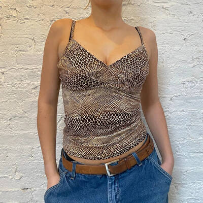 Etensive Animal print Cami Top - Small Brown Viscose