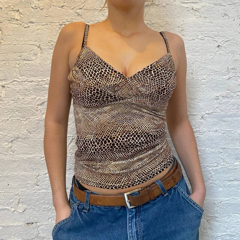 Etensive Animal print Cami Top - Small Brown Viscose