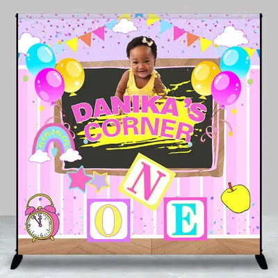 Custom Photo Classroom Balloon 1st Birthday Backdrop