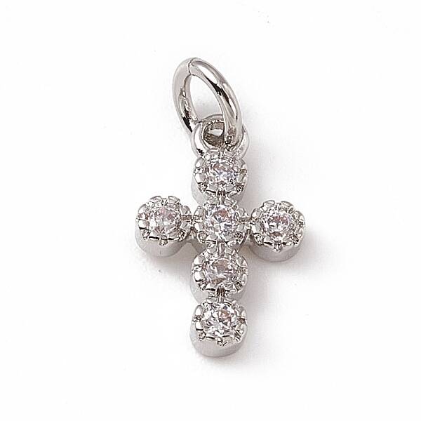 Brass Micro Pave Clear Cubic Zirconia Charms