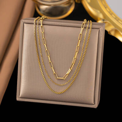 304 Stainless Steel 3 Layer Necklaces for Women