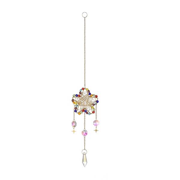 Iron Wire Winding Star Chandelier Decor Hanging Prism Ornaments