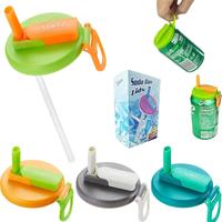 DIPESI 4-Pack Silicone Soda Can Lids with Straws - BPA-Free, Reusable, Leak-Proof, Fits Most Standard Cans, Available in Vari...