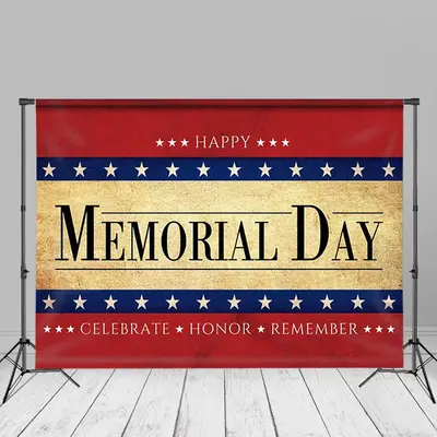Red Gold Retro Style Memorial Day Backdrop For Photo - Aperturee