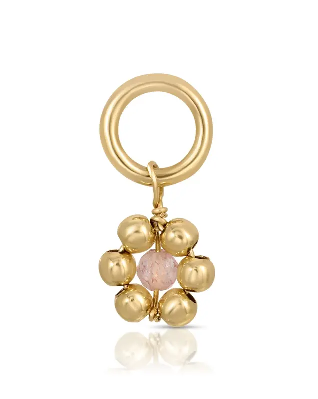 Flowercita October Pink Opal Charm | Metal Color: Gold