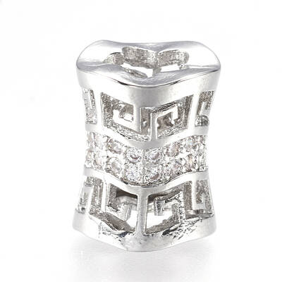 Brass Micro Pave Cubic Zirconia Beads