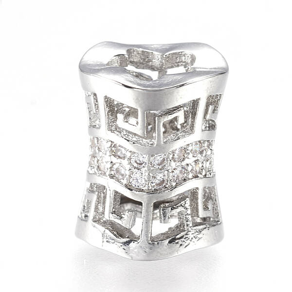 Brass Micro Pave Cubic Zirconia Beads