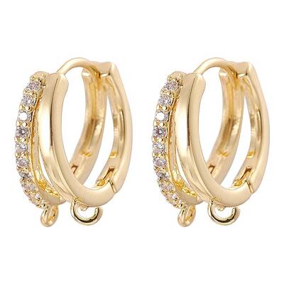 Brass Micro Pave Clear Cubic Zirconia Hoop Earring Findings