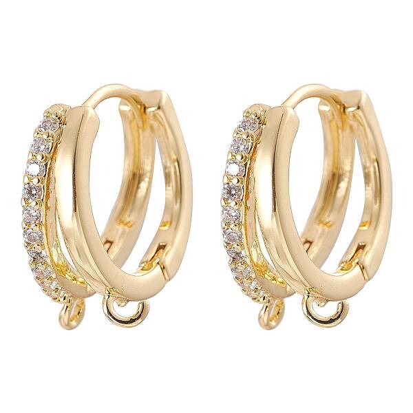 Brass Micro Pave Clear Cubic Zirconia Hoop Earring Findings