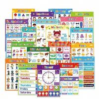 Educational Learning Poster, 4 Counts/set Number Alphabet Animal Wall Canvas Poster, Classroom School Decoration Wall Art, Fr...