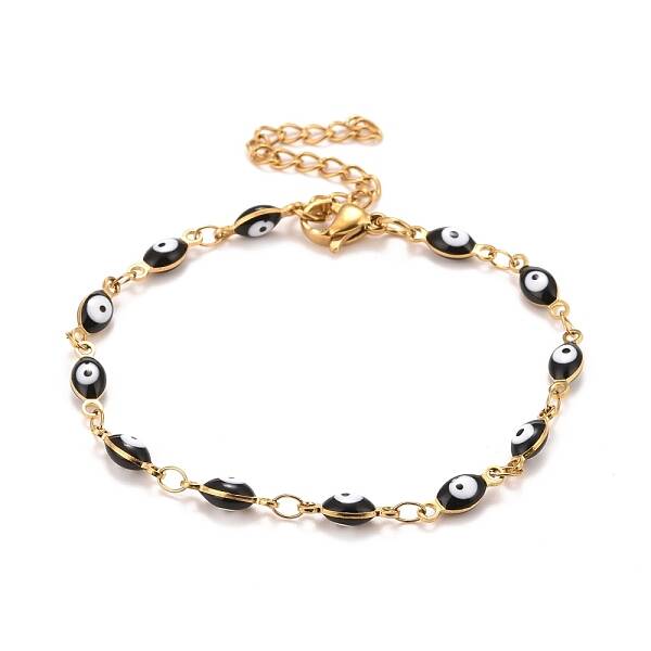 Enamel Horse Eye Link Chains Bracelet