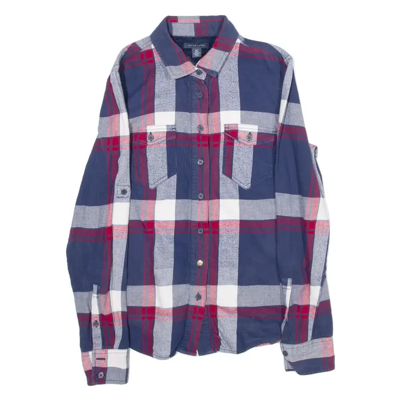 TOMMY HILFIGER Womens Shirt Blue Gingham Long Sleeve S