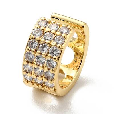 Clear Cubic Zirconia C-Shaped Chunky Cuff Earrings