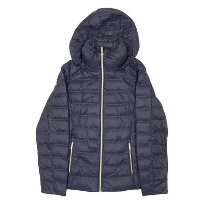 MICHAEL KORS Mens Puffer Jacket Blue Nylon Hooded S