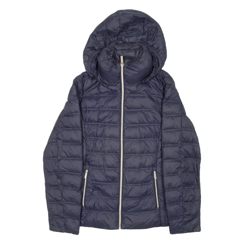 MICHAEL KORS Mens Puffer Jacket Blue Nylon Hooded S