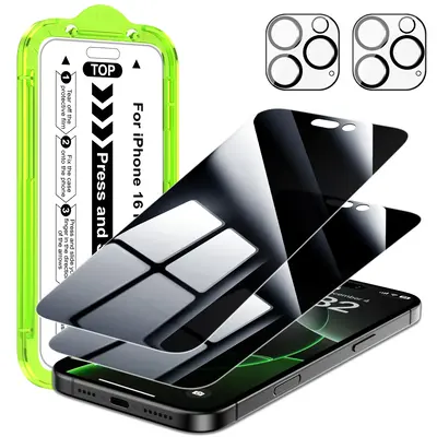 Esanik Privacy/HD/Matte Screen Protector 2+2 Pack for iPhone 17/16/15/14/13 Pro Max Air Plus Series, 8K-HD & Privacy Matte T...