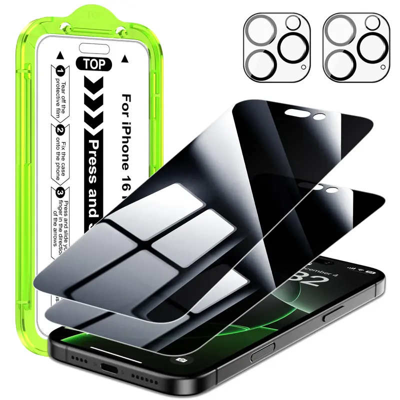 Esanik Privacy/HD/Matte Screen Protector 2+2 Pack for iPhone 17/16/15/14/13 Pro Max Air Plus Series, 8K-HD & Privacy  Matte T...