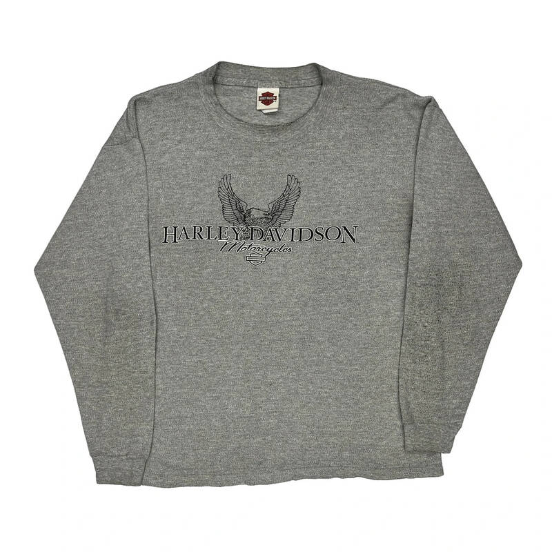 California Harley Davidson Graphic Long Sleeve T-Shirt - XL Grey Cotton Blend