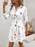 Women's Floral Print Shirt Dress, Casual Long Sleeve Collared Dress for Summer, Ladies Clothes for Daily Wear, Spring Dresses...