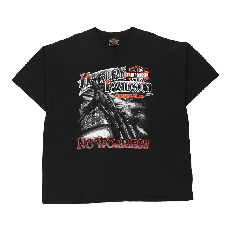 Harley Davidson Graphic T-Shirt - 2XL Black Cotton