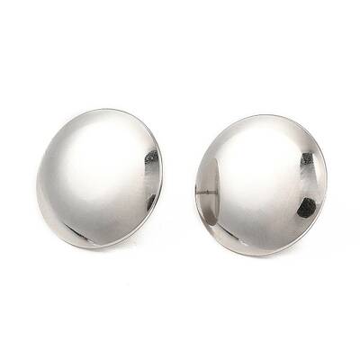 Non-Tarnish 304 Stainless Steel Flat Round Stud Earrings for Women